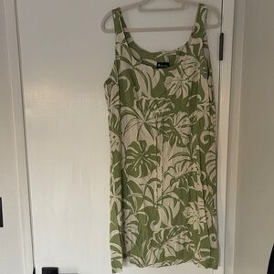 Hawaiian Green and White Leaf Print Dress size 2X